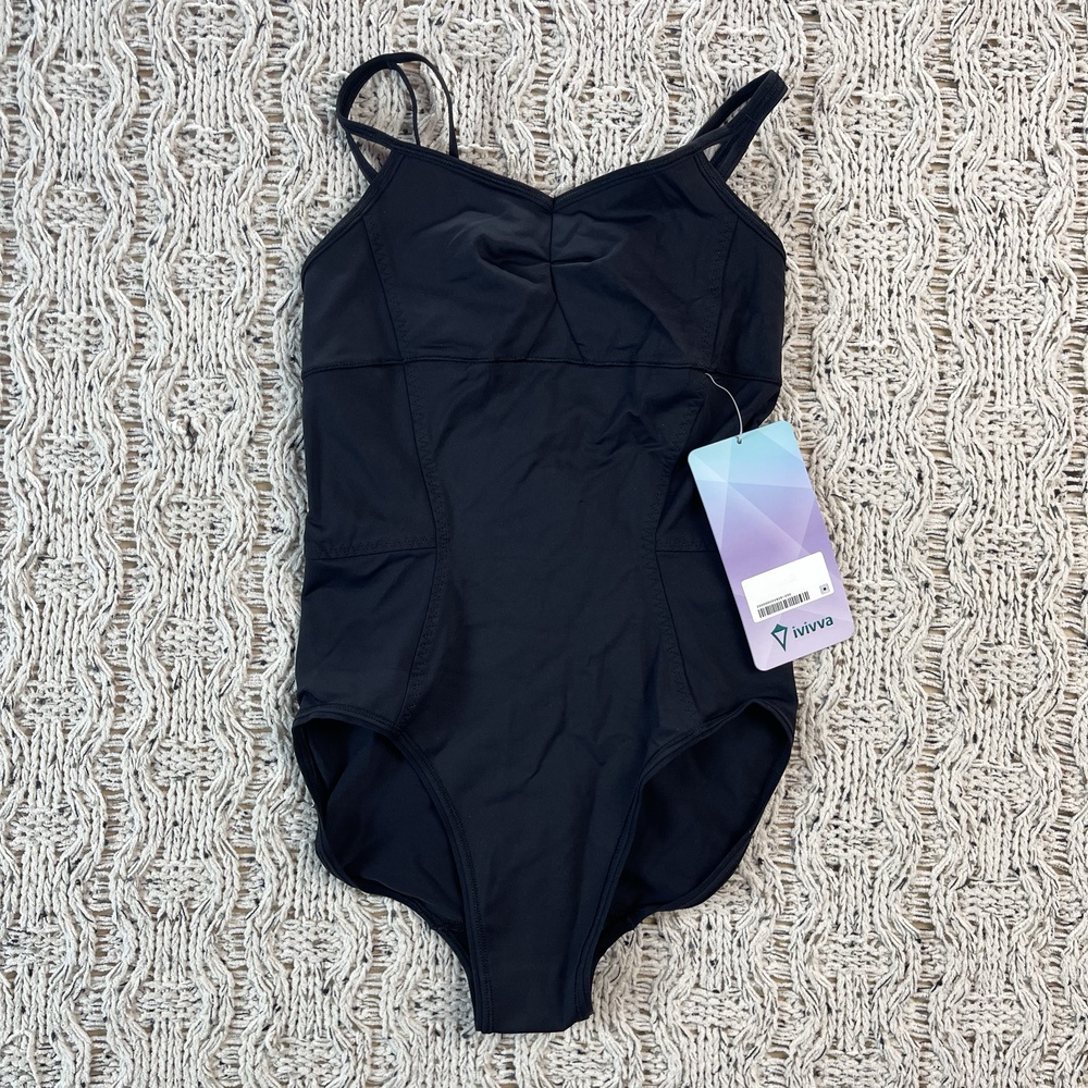 Ivivva Pulse On Pointe Leotard Kids 12 Black Luxtreme Brushed Elastic Hem NWT